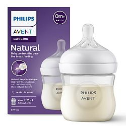 Avent Natural Response priehľadná fľaša s cumlíkom pre podporu rytmu pitia 125 ml