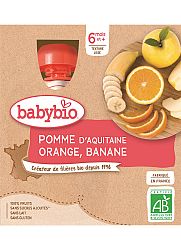 Babybio jablko pomaranč Banán 4 x 90 g