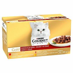 Gourmet Gold Cat kúsky mäsa v šťave 4 x 85 g