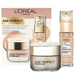 L´Oréal Paris Age Perfect Golden Age denní pleťový krém Age Perfect Golden Age 50 ml + make-up Age Perfect Serum Foundation 30 ml 140 Linen darčeková sada