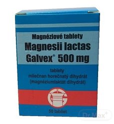 Magnesii Lactici 500 mg tbl. Galvex, Magnéziové tablety 500 mg Galvex tbl.50 x 0,5 g