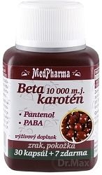 MedPharma Betakarotén 10 000 m.j.+Pantenol+PABA 37 kapsúl