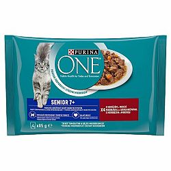 PURINA ONE Multipack SENIOR 7+ mini filetky s hovädzím a mrkvou v šťave 12(4x85g)