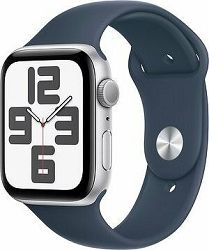 Apple Watch SE 44 mm Strieborný hliník s búrkovo modrým športovým remienkom – M/L