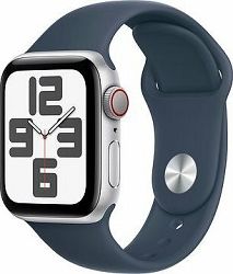 Apple Watch SE Cellular 40 mm Strieborný hliník s búrkovo modrým športovým remienkom – M/L