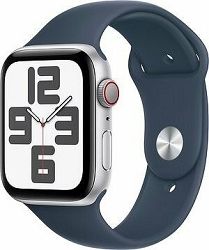 Apple Watch SE Cellular 44mm Stříbrný hliník s bouřkově modrým sportovním řemínkem - S/M