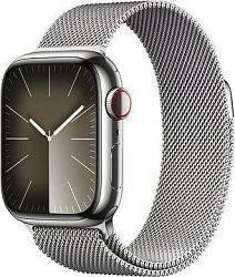 Apple Watch Series 9 41 mm Cellular Strieborný nerez so strieborným milánskym ťahom