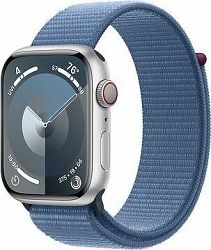 Apple Watch Series 9 45 mm Cellular Strieborný hliník s ľadovo modrým prevliekacím športovým remienk