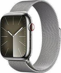 Apple Watch Series 9 45 mm Cellular Strieborný nerez so strieborným milánskym ťahom