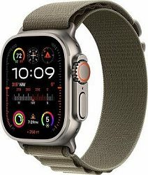 Apple Watch Ultra 2 49 mm titánové puzdro s olivovým alpským ťahom – Medium