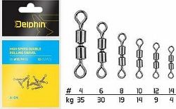 Delphin High Speed Double Rolling Swivel A-04 Veľkosť 10 14 kg 10 ks