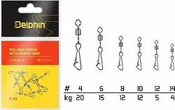 Delphin Rollings Swivel with Hooked Snap Veľkosť 10 12 kg 10 ks