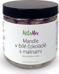 KetoMix Mandle v bielej čokoláde s malinami 160 g