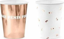 Poháriky same penis forever – ružovo zlaté – rose gold – rozlúčka so slobodou – 220 ml – 6 ks