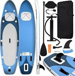 SHUMEE Nafukovací SUP paddleboard s príslušenstvom modrý 300 × 76 × 10 cm