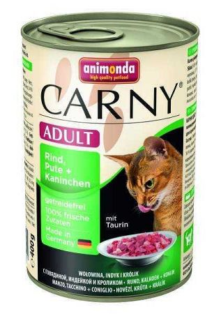 Animonda Carny Konzerva pre mačky Hovädzie+Morka+Králik 400g