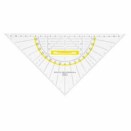 Aristo AR1555/4 trojuholník transparentný 25cm s rúčkou fazetou a atramentovými drážkami