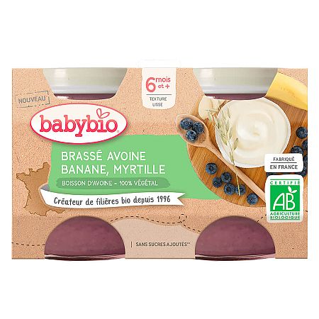 Babybio Brassé z ovseného mlieka banán čučoriedka 3 x 130 g