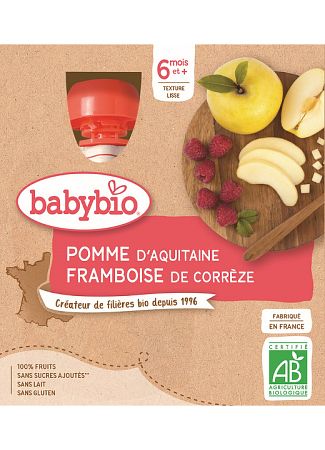 Babybio jablko malina 4 x 90 g