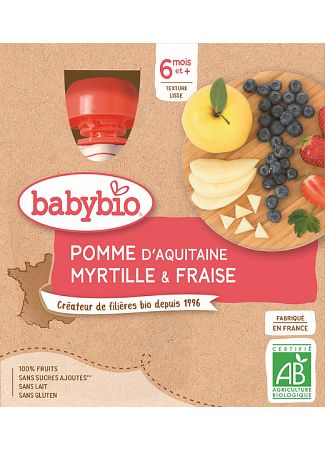 Babybio Kapsička jablko čučoriedky jahody 4 x 90 g