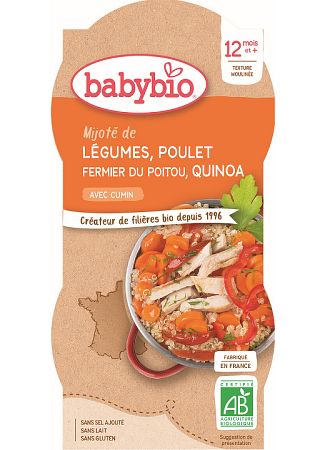 Babybio zelenina s kuracím mäsom a quinoa 2 x 200 g