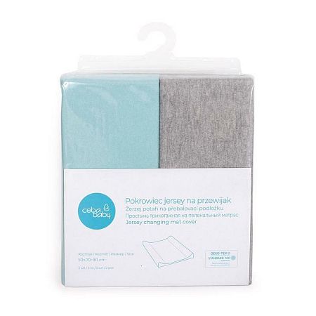 Ceba Poťah Na Podložku 2ks 80 Light Grey Melange Turquoise 50 x 70