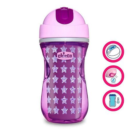 CHICCO Hrnček Sport termo so slamkou 266 ml, ružový 14m+