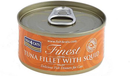 FISH4CATS Konzerva pre mačky Finest tuniak s kalmárom 70g