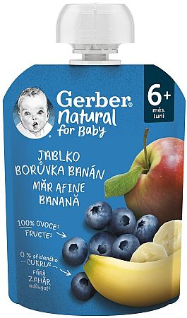 Gerber Natural Kapsička Jablko čučoriedka a banán ovocná desiata 90 g