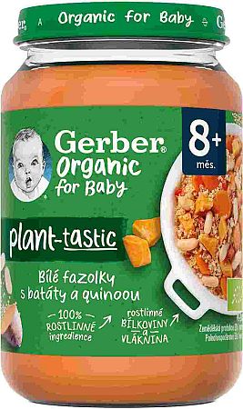 Gerber Organic 100 % rastlinný príkrm biele fazuľky so sladkým zemiakom a quinoou 190 g