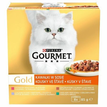 GOURMET Gold kúsky v šťave so zeleninou 8 x 85 g