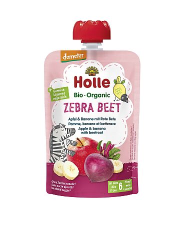 HOLLE Zebra Beet Bio ovocné pyré jablko, banán a červená repa, 100 g (6 m+)