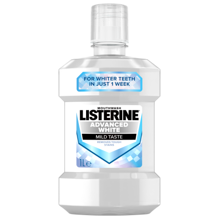 Listerine Advanced White ústna voda s bieliacim účinkom príchuť Clean Mint (Multi-Action Mouthwash) 1000 ml