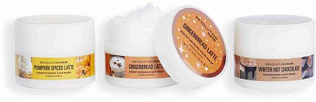 Revolution Haircare London Winter Hair Mask Gift Set darčekový set maska na vlasy Pumpkin Spiced Latte Conditioning Hair Mask 50 ml+ maska na vlasy Gingerbead Latte Moisturising Hair Mask 50 ml+ maska