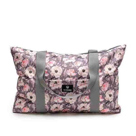 T-TOMI Shopper Bag Grey flowers