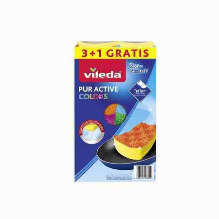 Vileda 149470 Pur Active Color Edition špongia stredná 3+1 ks