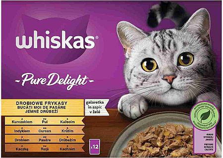 Whiskas 1+ Adult Pure Delight hydinový výber v želé 12 x 85 g