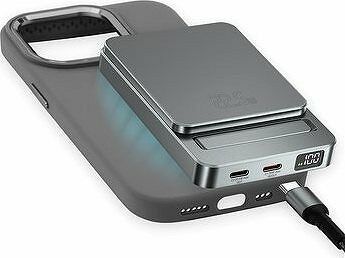 4smarts Wireless OneStyle with MagSafe compatible case for Apple iPhone 15 Pro, 5000 mAh, gray