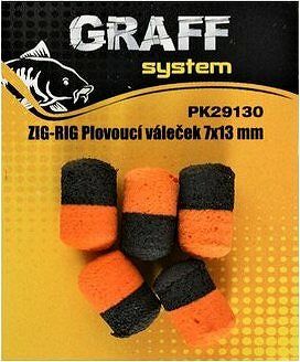 Graff Zig-Rig Plovoucí váleček 7x13mm Černá/Oranžová 5ks