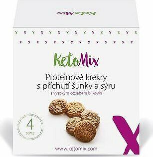 KetoMix Proteínové krekry – šunka a syr, 4 porcie