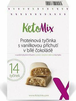 KetoMix Proteínové tyčinky s vanilkovou príchuťou v bielej čokoláde 14× 40 g