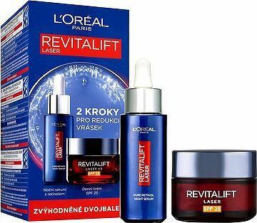 L' ORÉAL PARIS Revitalift Laser nočné sérum + Revitalift Laser X3 denný krém SPF 25 2 × 50 ml