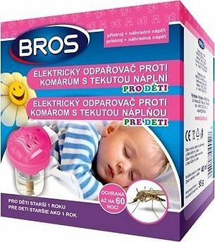 Odparovač BROS elektrický pre deti proti komárom, 60 nocí