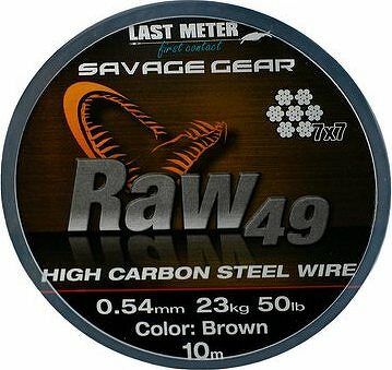 Savage Gear Raw49 0,54 mm 23 kg 50 lb 10 m Uncoated Brown