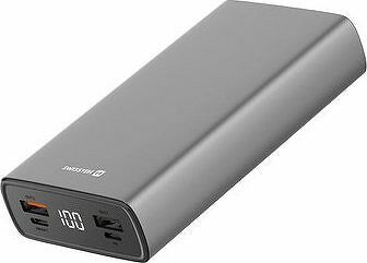 Swissten Aluminum Power Bank 20000 mAh 20 W Power Delivery sivá